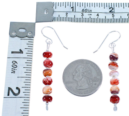 Authentic Sterling Silver Oyster Shell Bead Hook Dangle Earrings DX115837